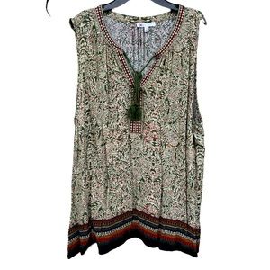 DR2 By Daniel Rain Womens Top Sleeveless Floral Size2X
Green with patterns
